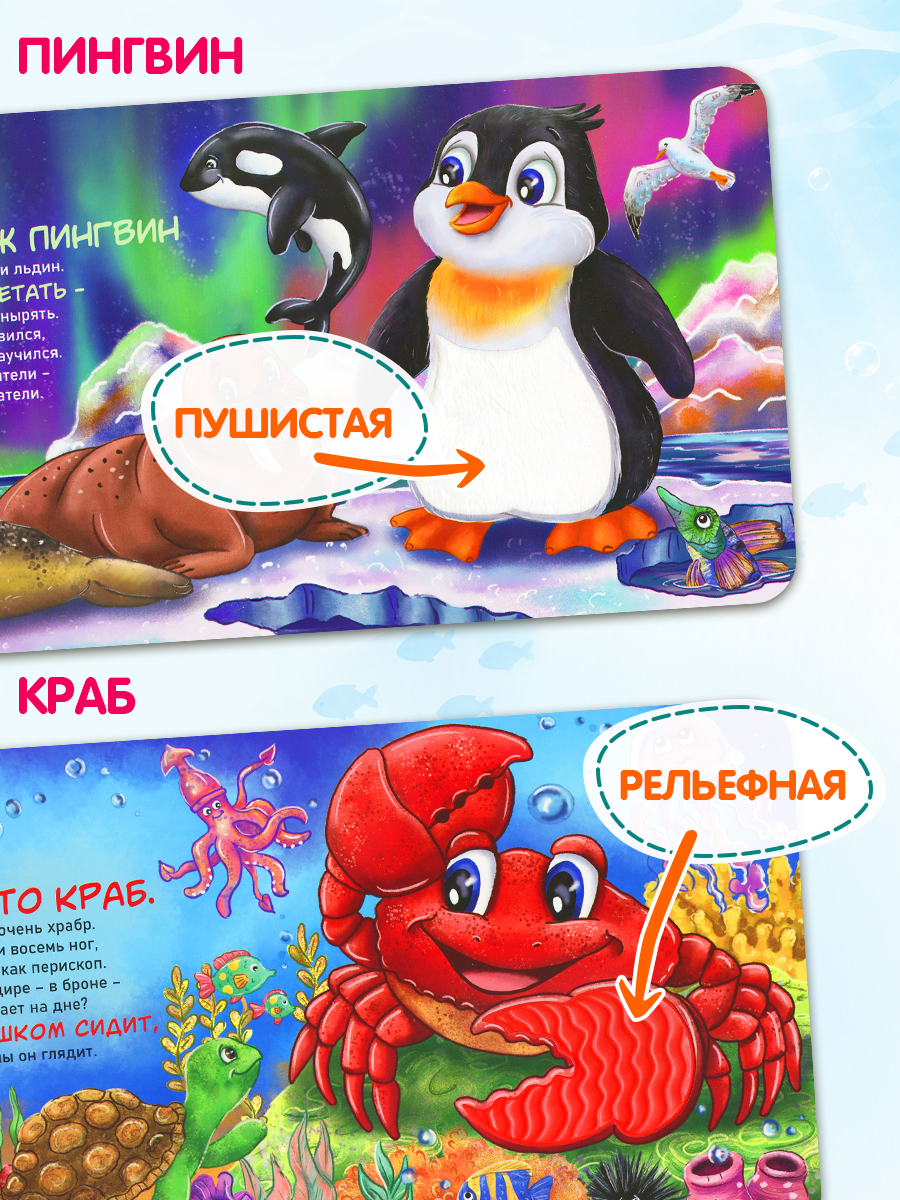 Тактильная развивающая книга для малышей Бигр Морские обитатели ТК-6 - фото 4
