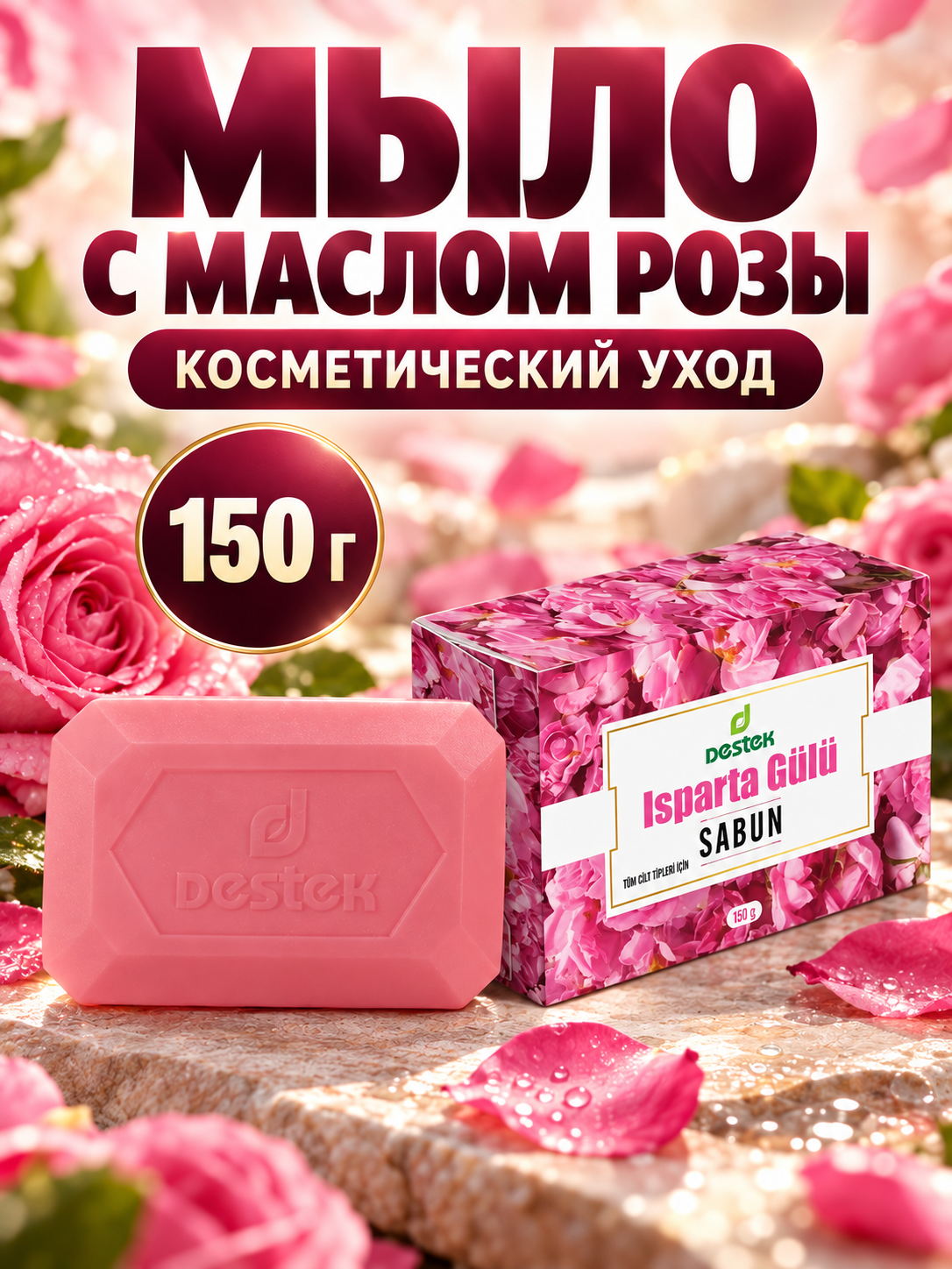 Изображение товара Мыло DESTEK с маслом розы турецкое натуральное для лица и тела Изображение товара Мыло DESTEK с маслом розы турецкое натуральное для лица и тела