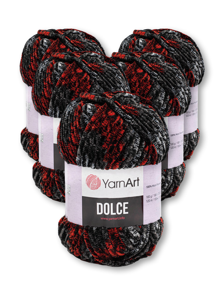 Пряжа для вязания YarnArt Dolce 100 гр 120 м микрополиэстер пушистая плюшевая 5 мотков 806 меланж - фото 3