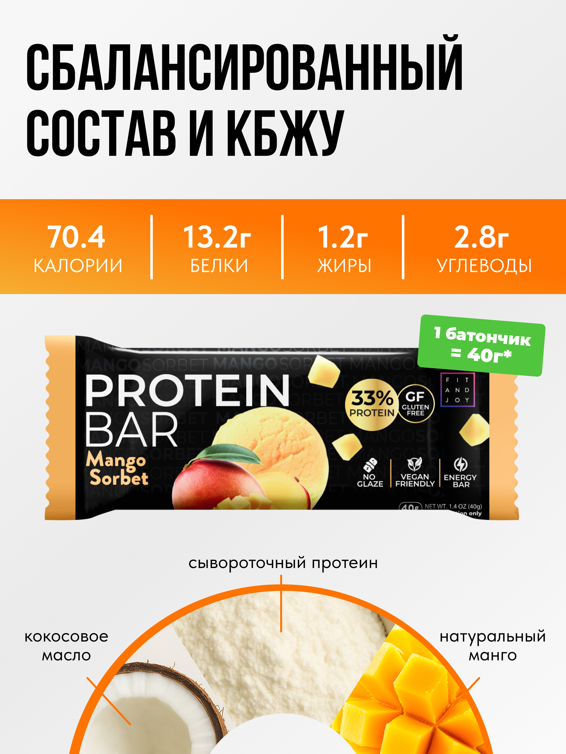 Протеиновые батончики FIT AND JOY Без глазури 16шт *40 гр - фото 5