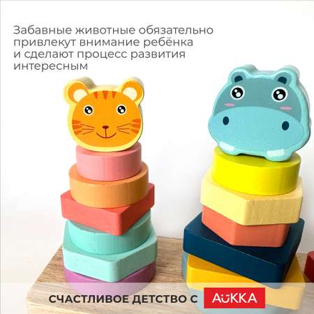 Игрушка AUKKA сортер Пирамидки Монтессори