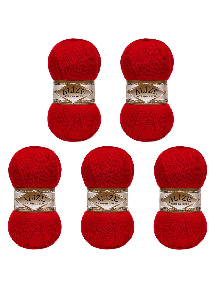 Пряжа Alize мягкая теплая для шарфов кардиганов Angora Gold 100г 550м 5 шт 106 красный - фото 6
