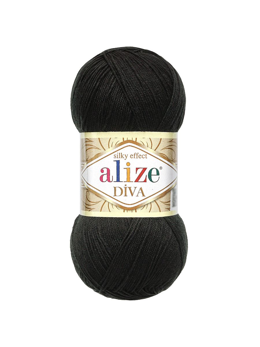 Пряжа Alize для вязания универсальная легкая Diva микрофибра 100 гр 350 м 5 мотков 60 черный - фото 4