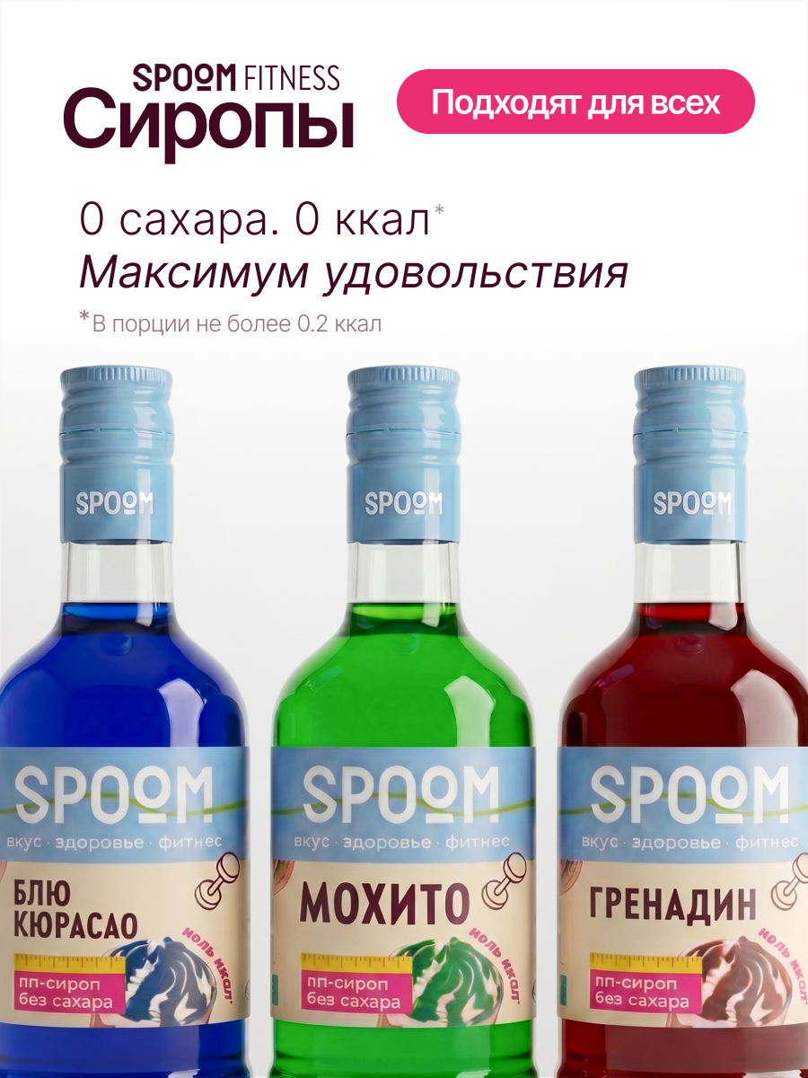 Набор сиропов SPOOM Блю кюрасао, Мохито, Гренадин 3 шт по 250 мл - фото 2