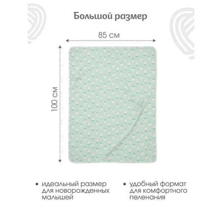 Пелёнка inlovery Восторг сердечки-клубника трикотаж 85х100 см 2 шт.