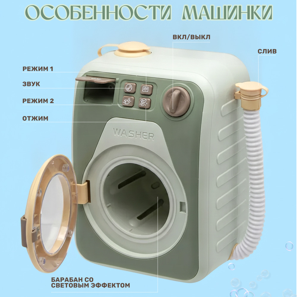 Игрушка TIPTOPOLIS зеленая стиральная машина - фото 2