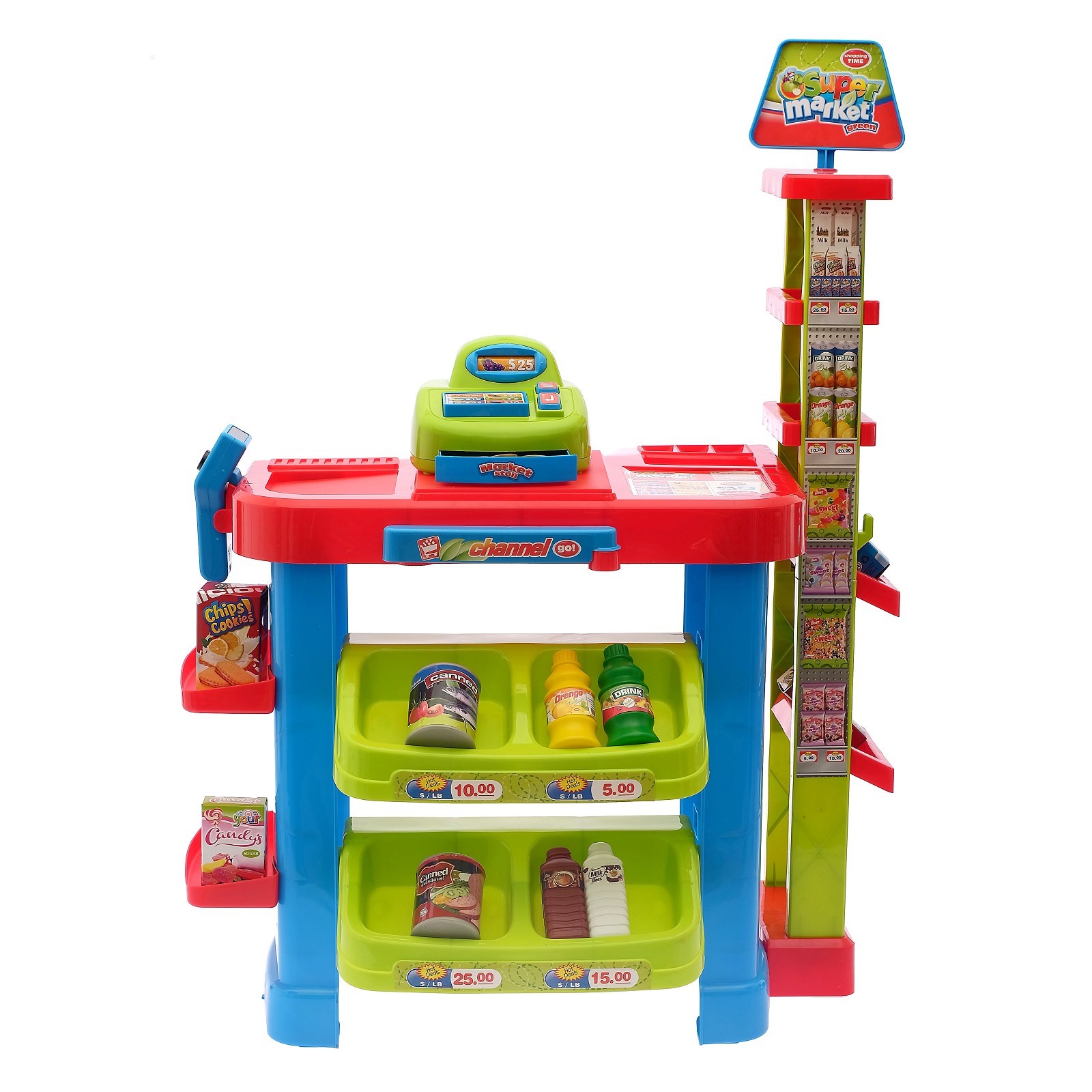 Игровой набор Sima-Land тележки и корзинки, касса, продукты, прилавок - фото 1