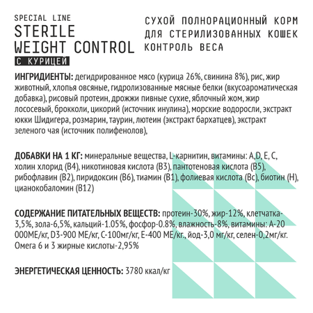 Корм для кошек AJO 1.5кг стерилизованных контроль веса с курицей