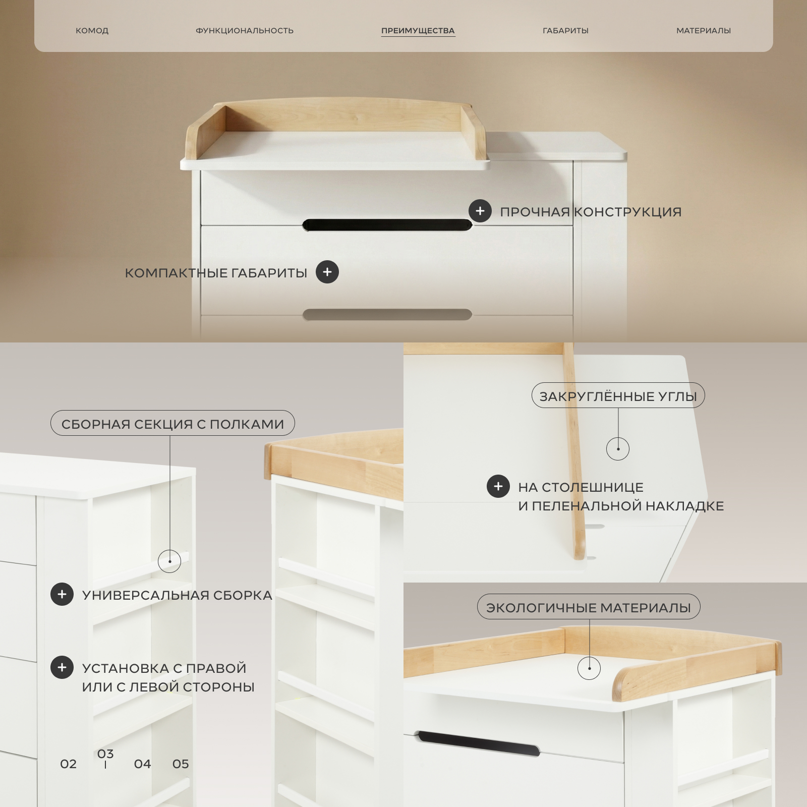 Комод пеленальный Rant INDY (белый) - фото 3