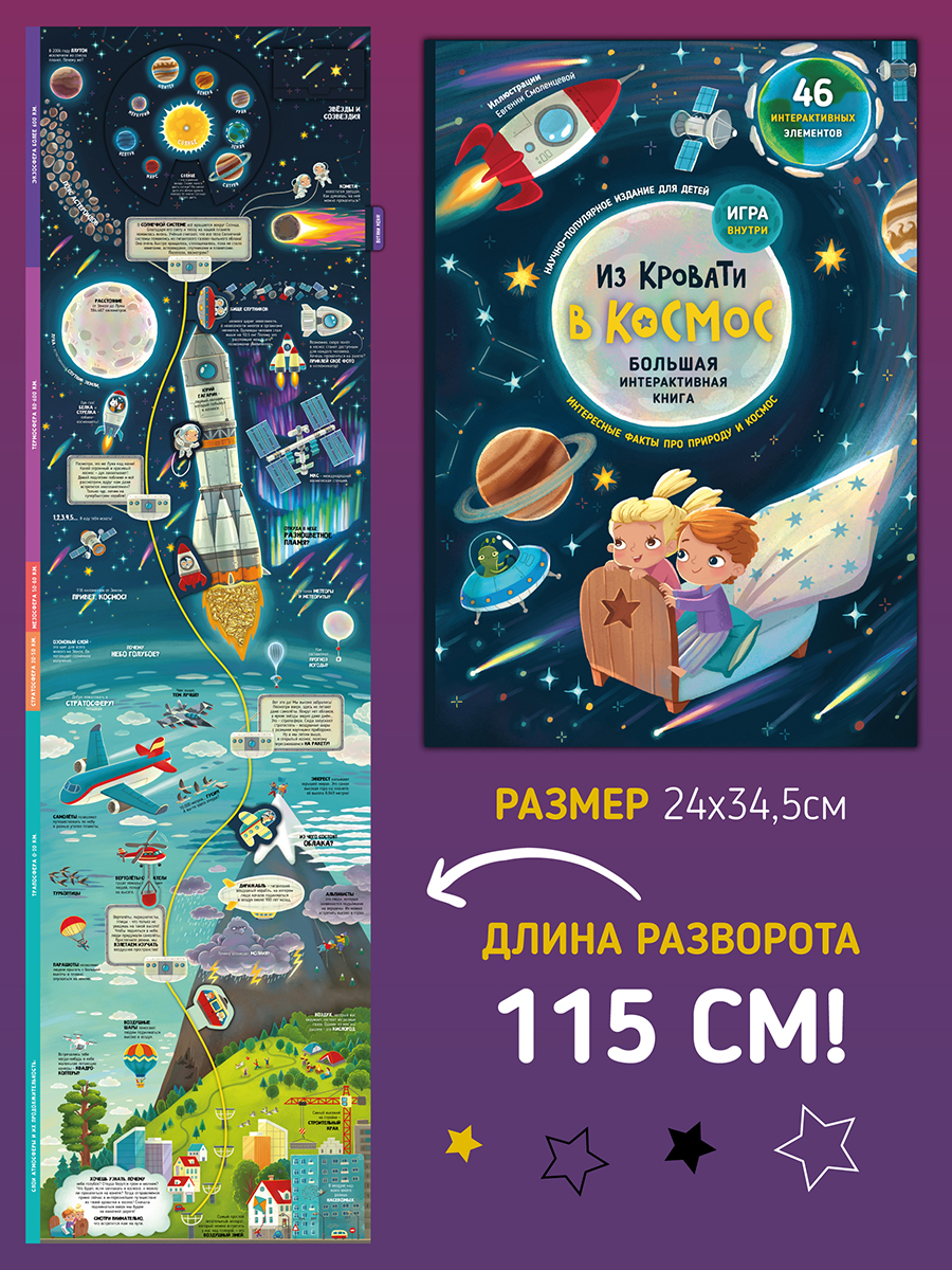 Книга с окошками Раскладушка Счастье внутри Из кровати в космос - фото 3