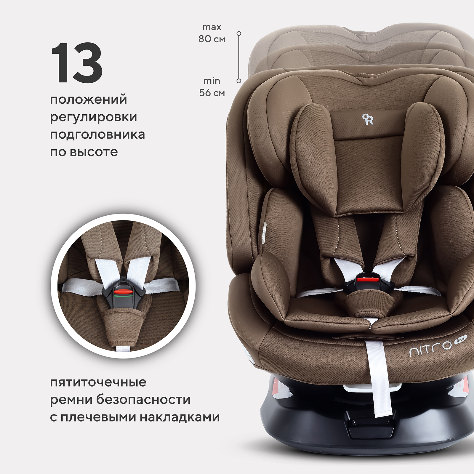Автокресло Rant Nitro new isofix Isofix 0+/1/2/3 (0-36 кг) бежевый - фото 8