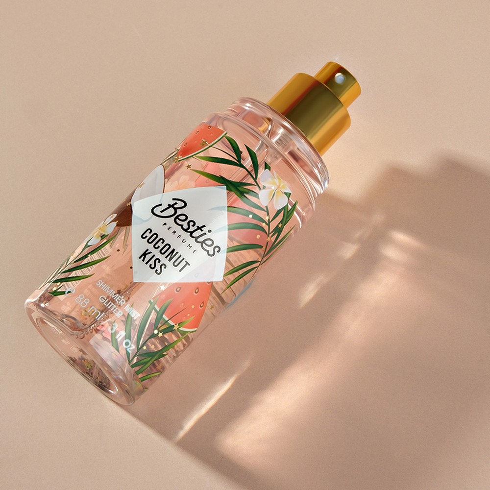 Мист парфюмированный BESTIES Shimmer Mist coconut kiss 88 мл - фото 8