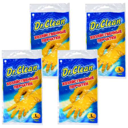 Перчатки хозяйственные Dr. Clean резиновые 4 пары размер L