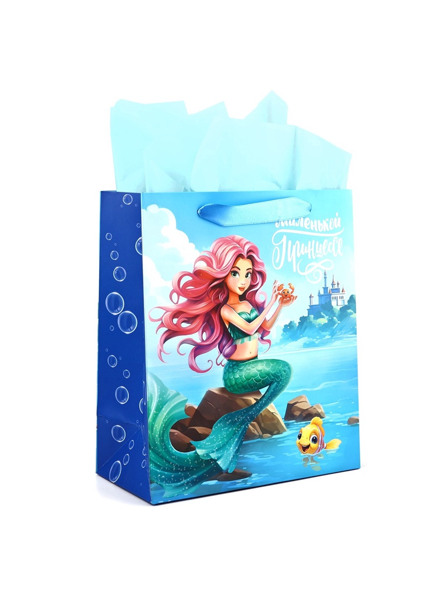 Пакет ламинированный Дарите Счастье Русалочка с тишью и открыткой ML 23 × 27 × 115 - фото 3
