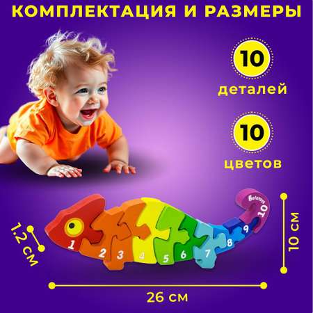 Пазл Alatoys Хамелеон деревянный в ассортименте