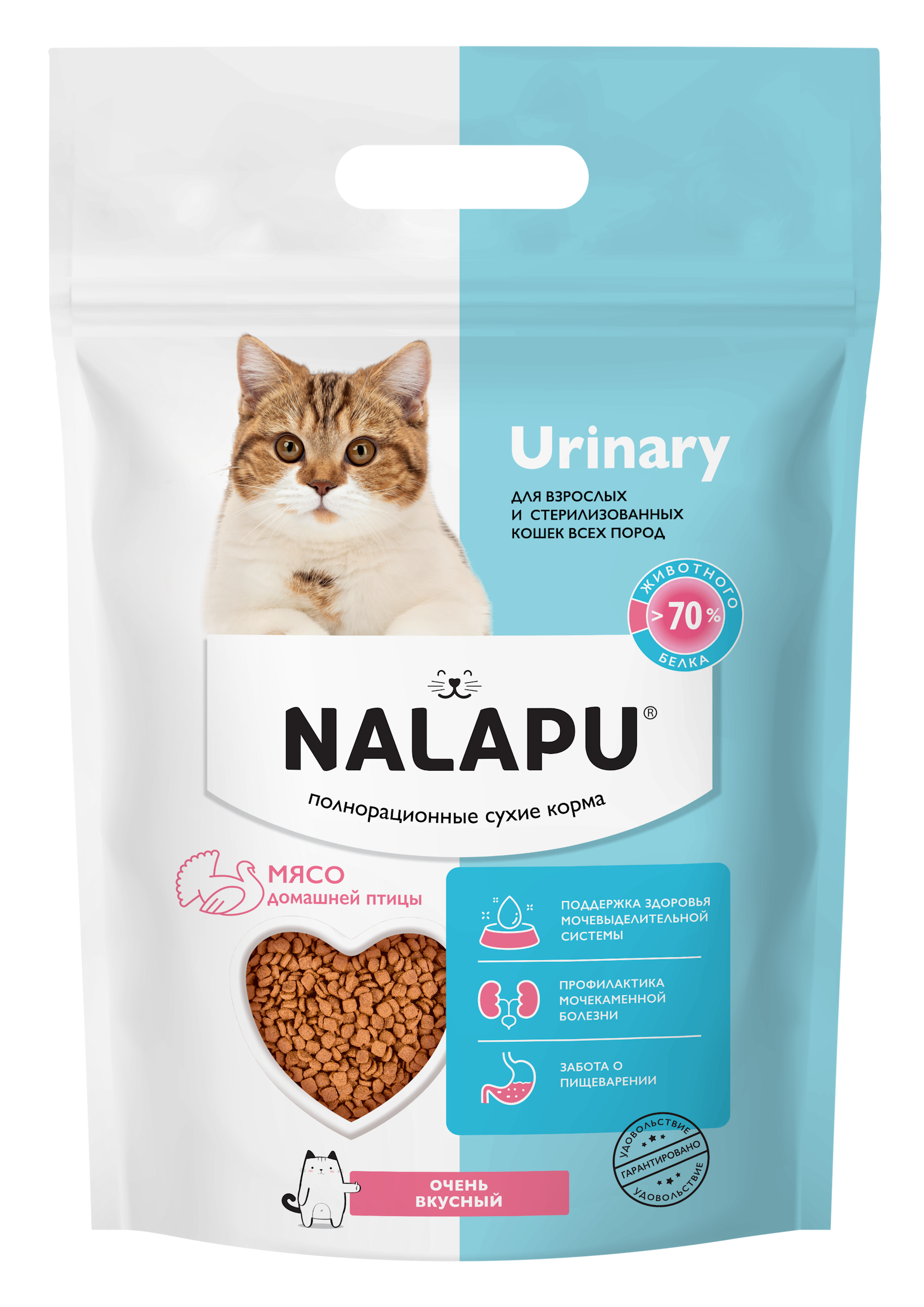 Корм для кошек NALAPU Urinary для взрослых и стерилизованных кошек с мясом домашней птицы 1.2кг - фото 1