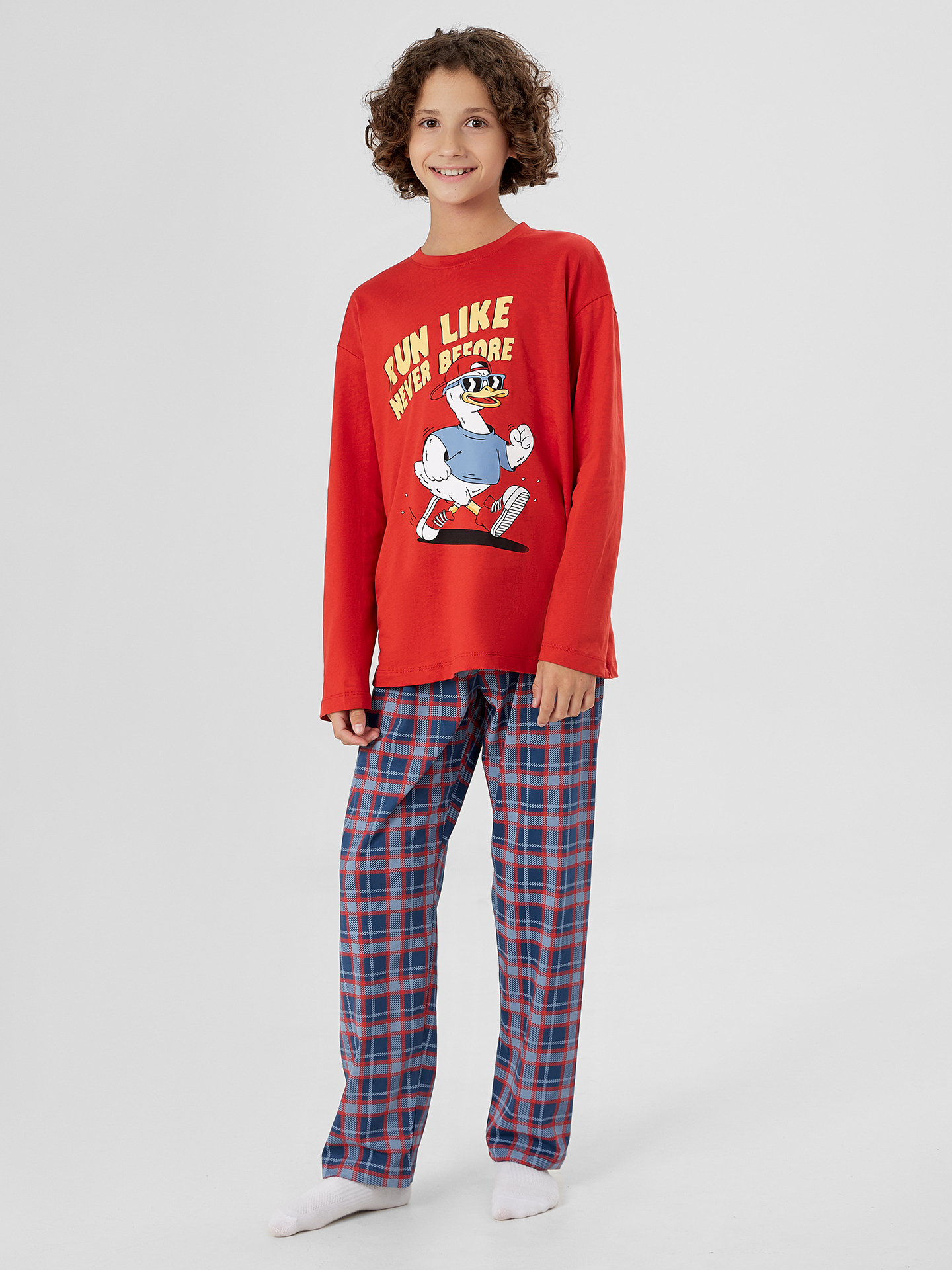 Пижама Mark Formelle (Марк Формэль) 563334/ярко -красный +красно -синяя клетка - фото 1