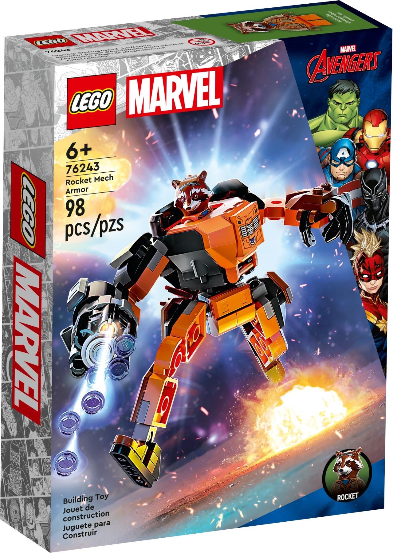 Изображение товара LEGO Marvel Конструктор Ракета и Робот 76243 602 детали Изображение товара LEGO Marvel Конструктор Ракета и Робот 76243 602 детали
