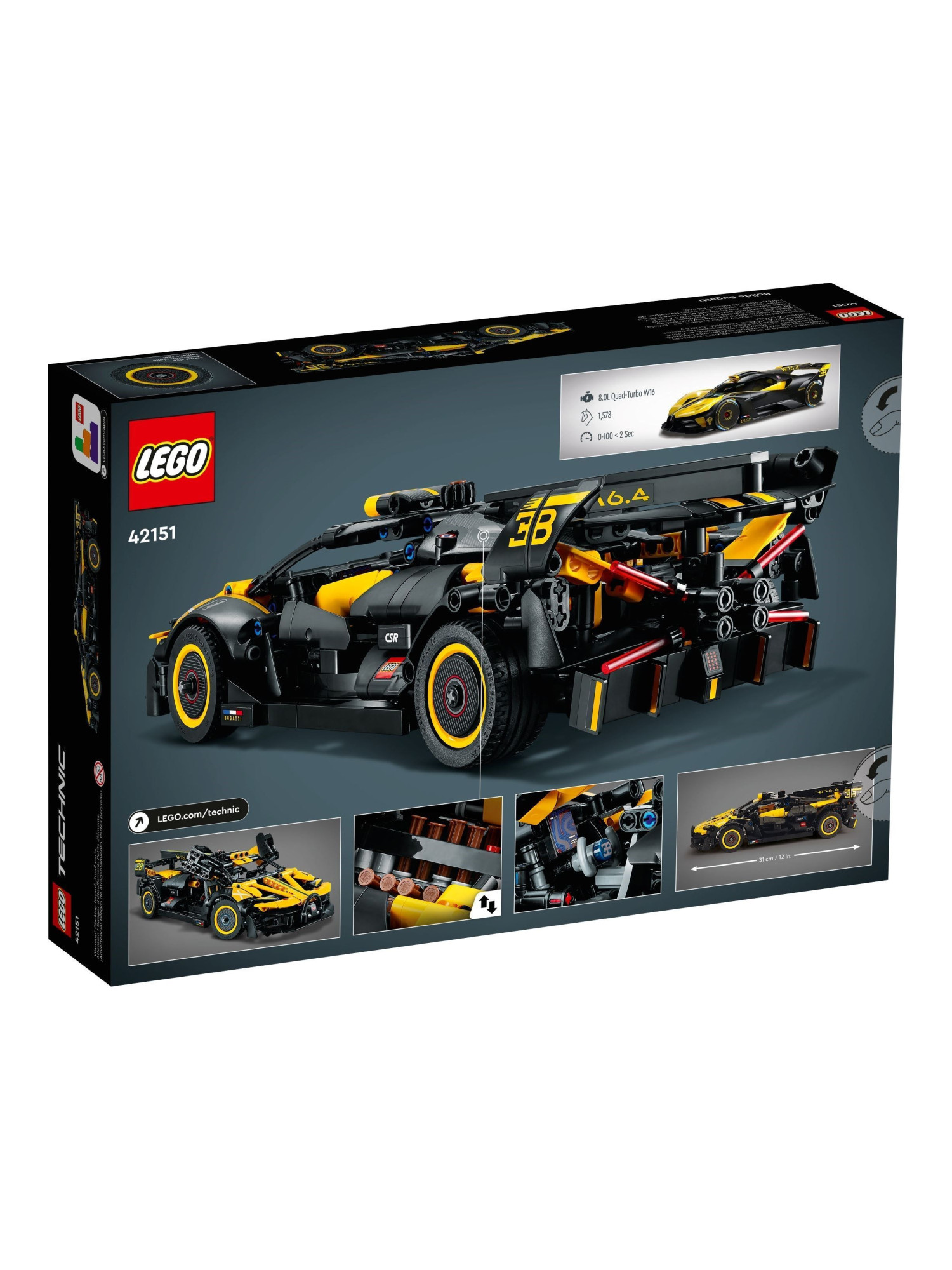 Конструктор LEGO Technic Болид Бугатти 905 дет. - фото 3