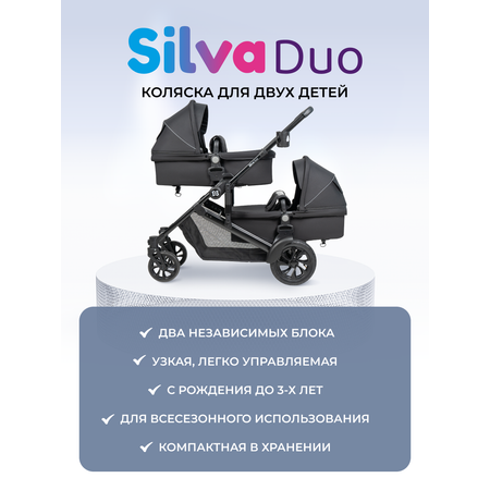 Коляска трансформер для двойни Farfello Silva Duo черный
