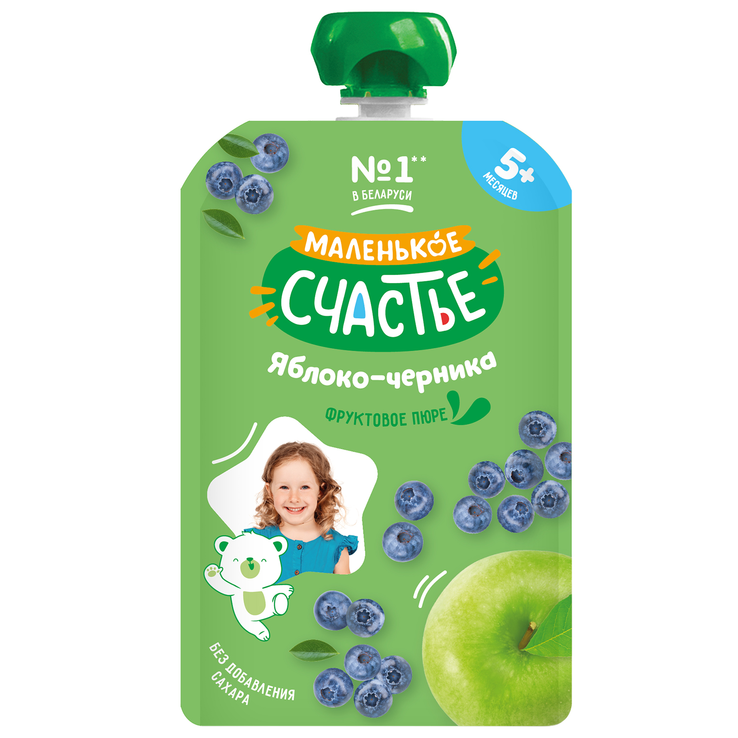 Пюре Маленькое счастье Яблоко-черника с 5 мес 90 г - фото 1