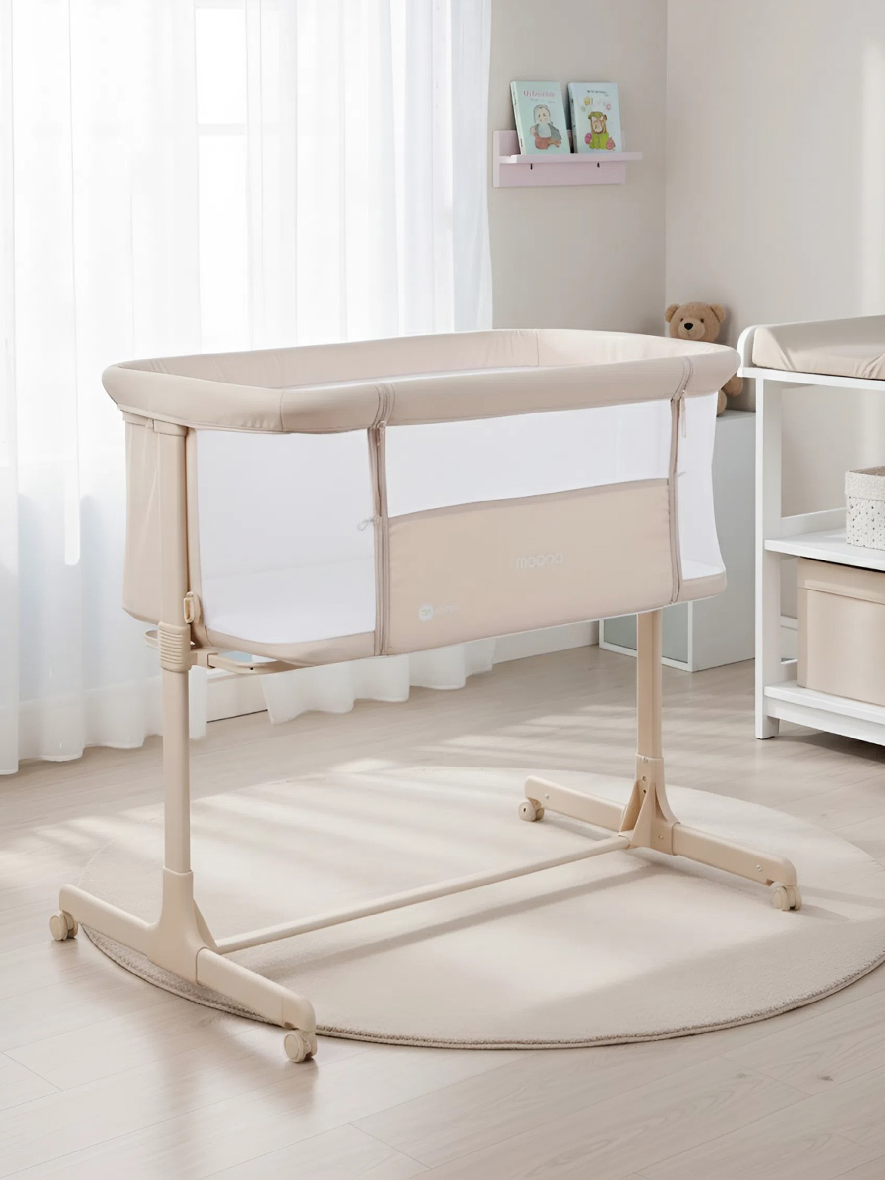 Детская кроватка Tomix Moona прямоугольная, без маятника (бежевый) - фото 14
