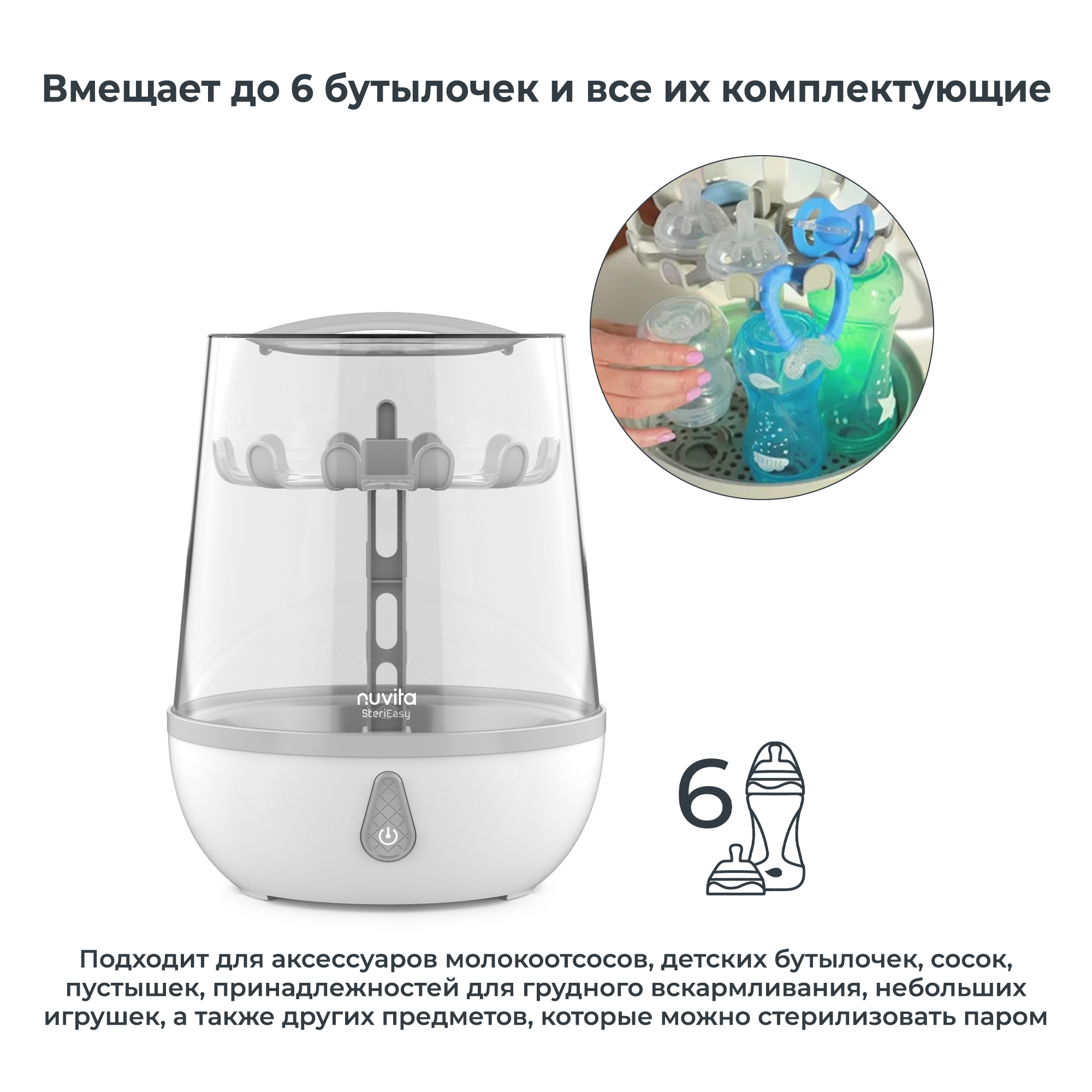 Стерилизатор для бутылочек и сосок Nuvita SteriEasy, паровой - фото 2
