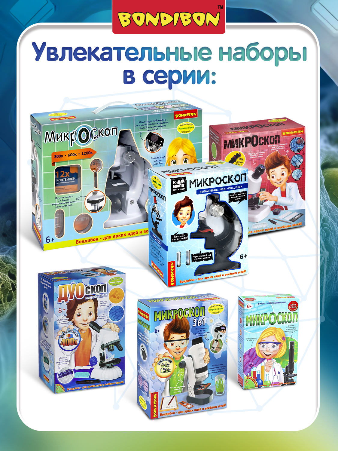 Микроскоп Bondibon 100Х 400Х 800Х, 2 подсветки - фото 9