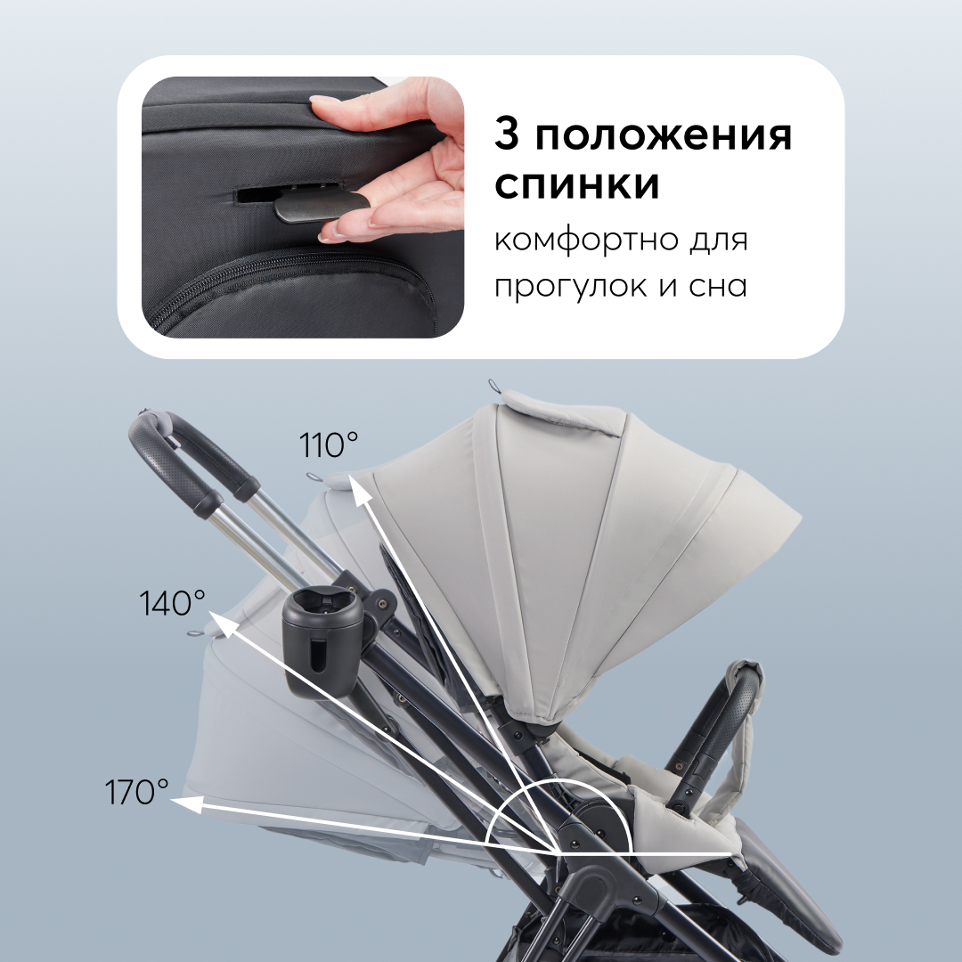 Коляска прогулочная Happy Baby Luna серый - фото 6