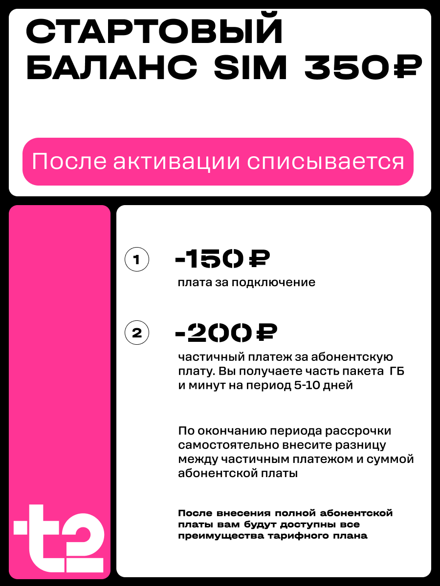 Сим-карта t2, Вся Россия, баланс - 300 рублей - фото 3