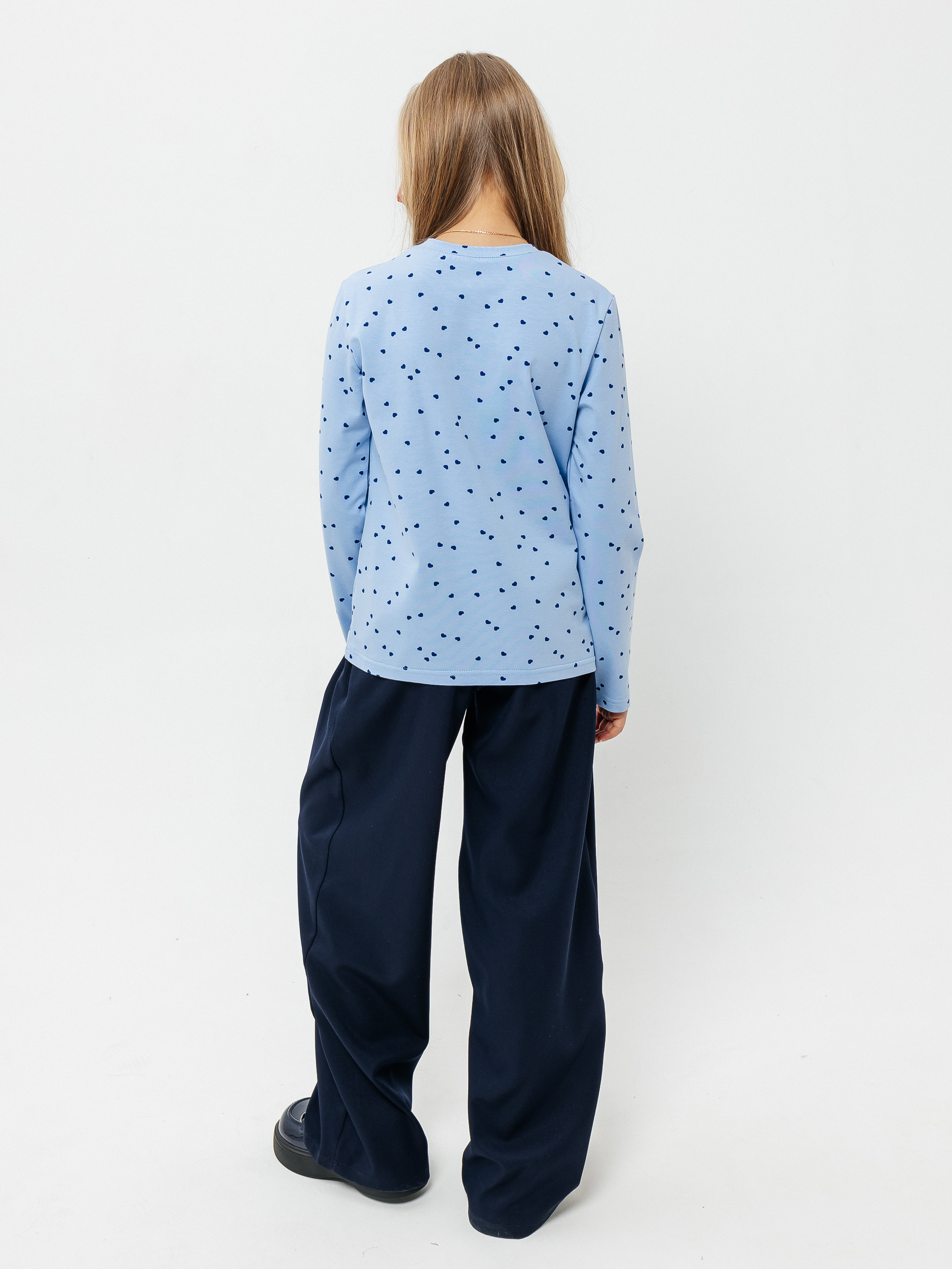 Лонгслив Селтекс Ю_ДК68 голубой/сердечки мини синий - фото 4