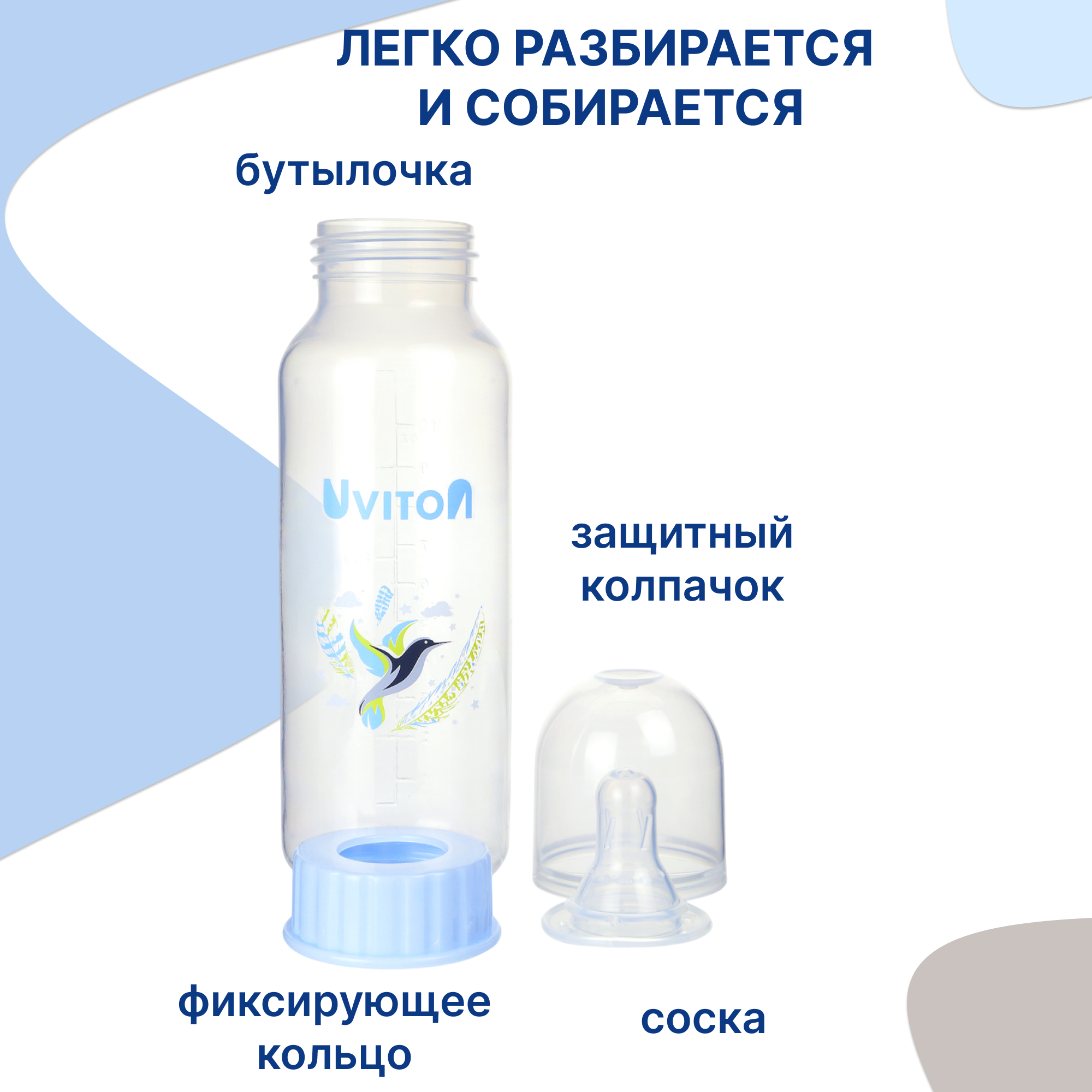 Бутылочка Uviton Anti-Colic 250 мл 1 шт. - фото 2