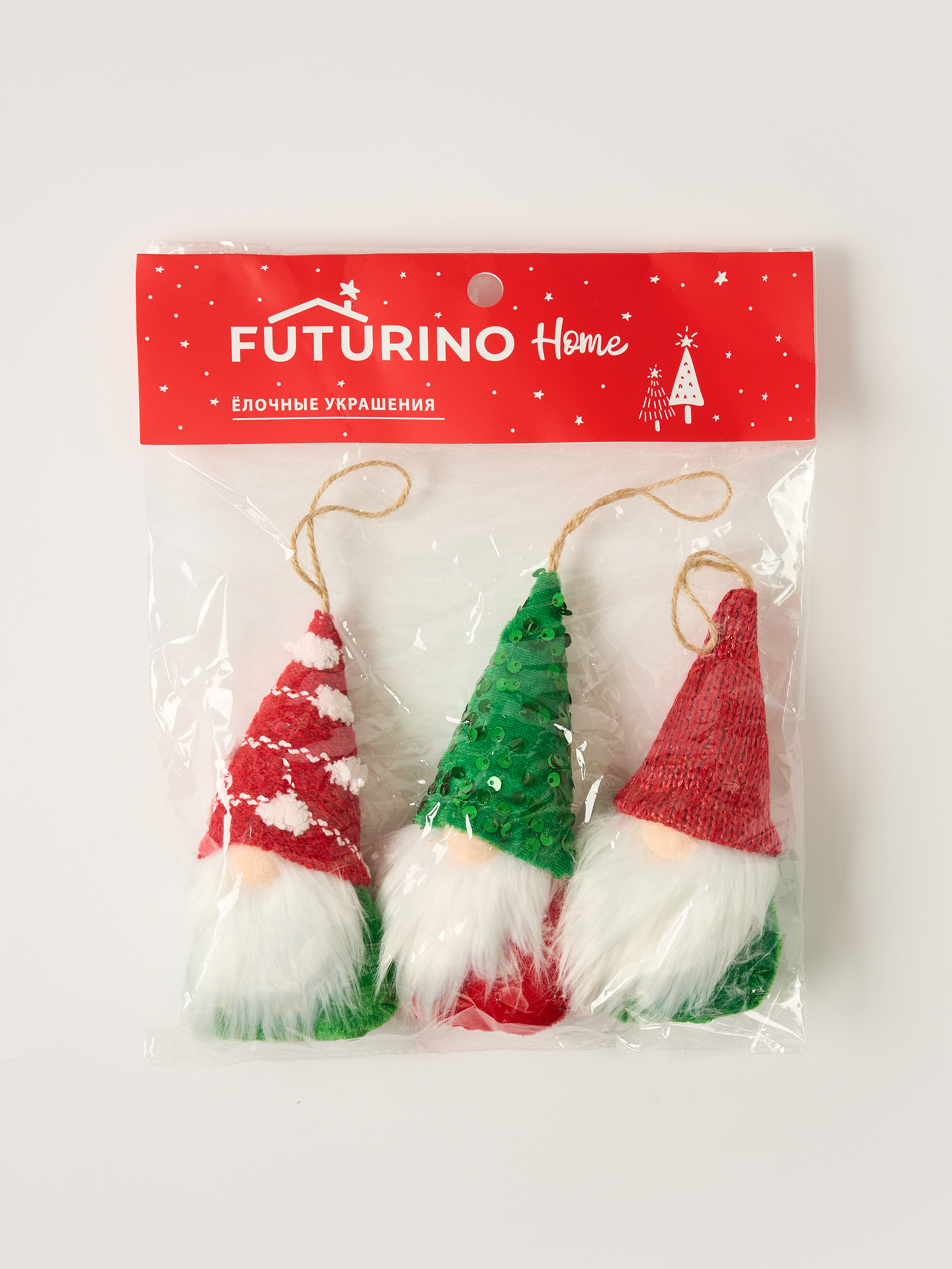 Ёлочные украшения FUTURINO Home Гномы 3шт W26FH5-NY33hl-43 - фото 4