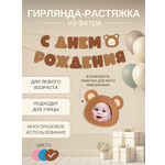 Гирлянда-растяжка Mimibabybook С Днем Рождения коричневая