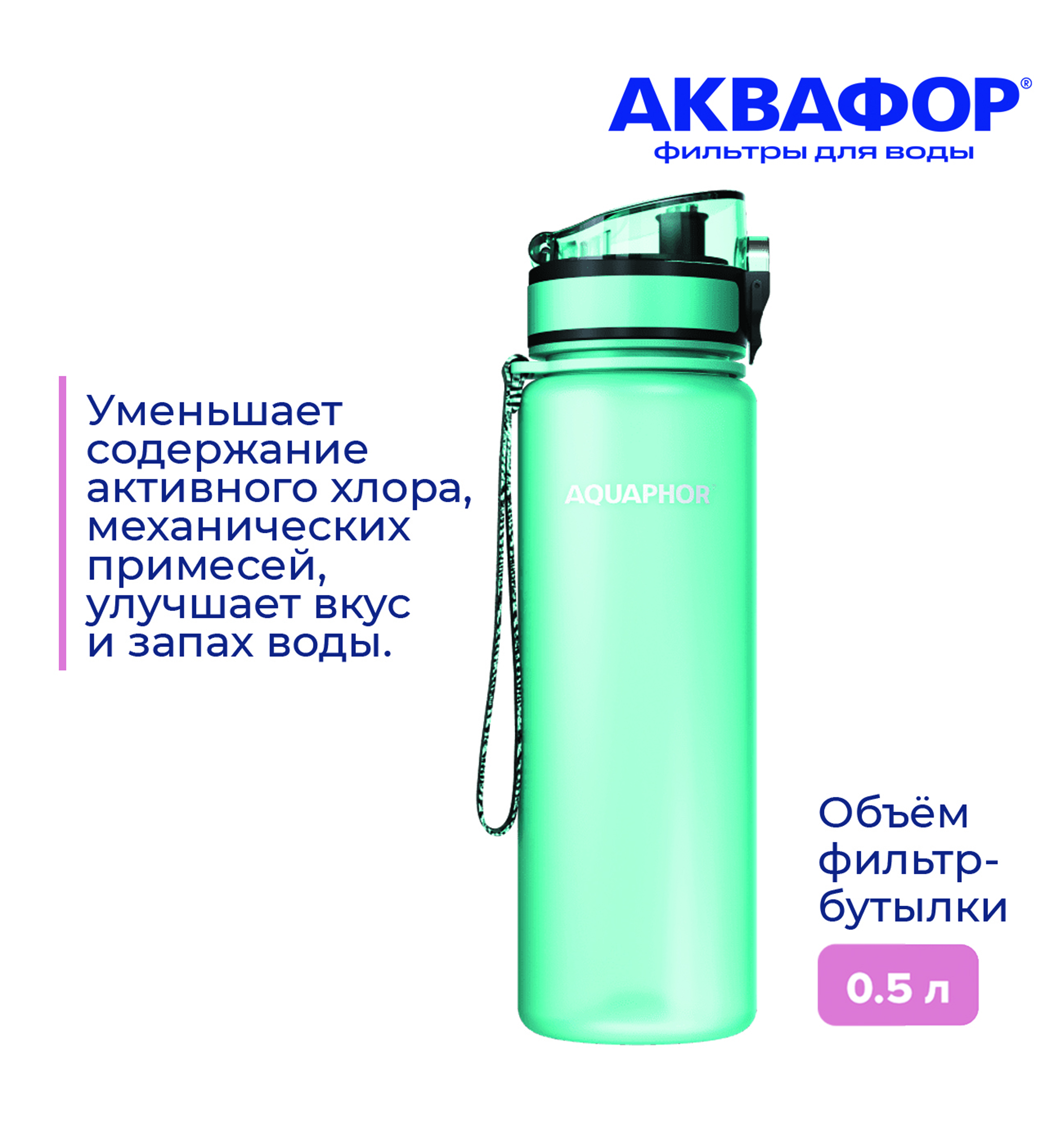 Бутылка-фильтр Аквафор 500 мл мятная - фото 3