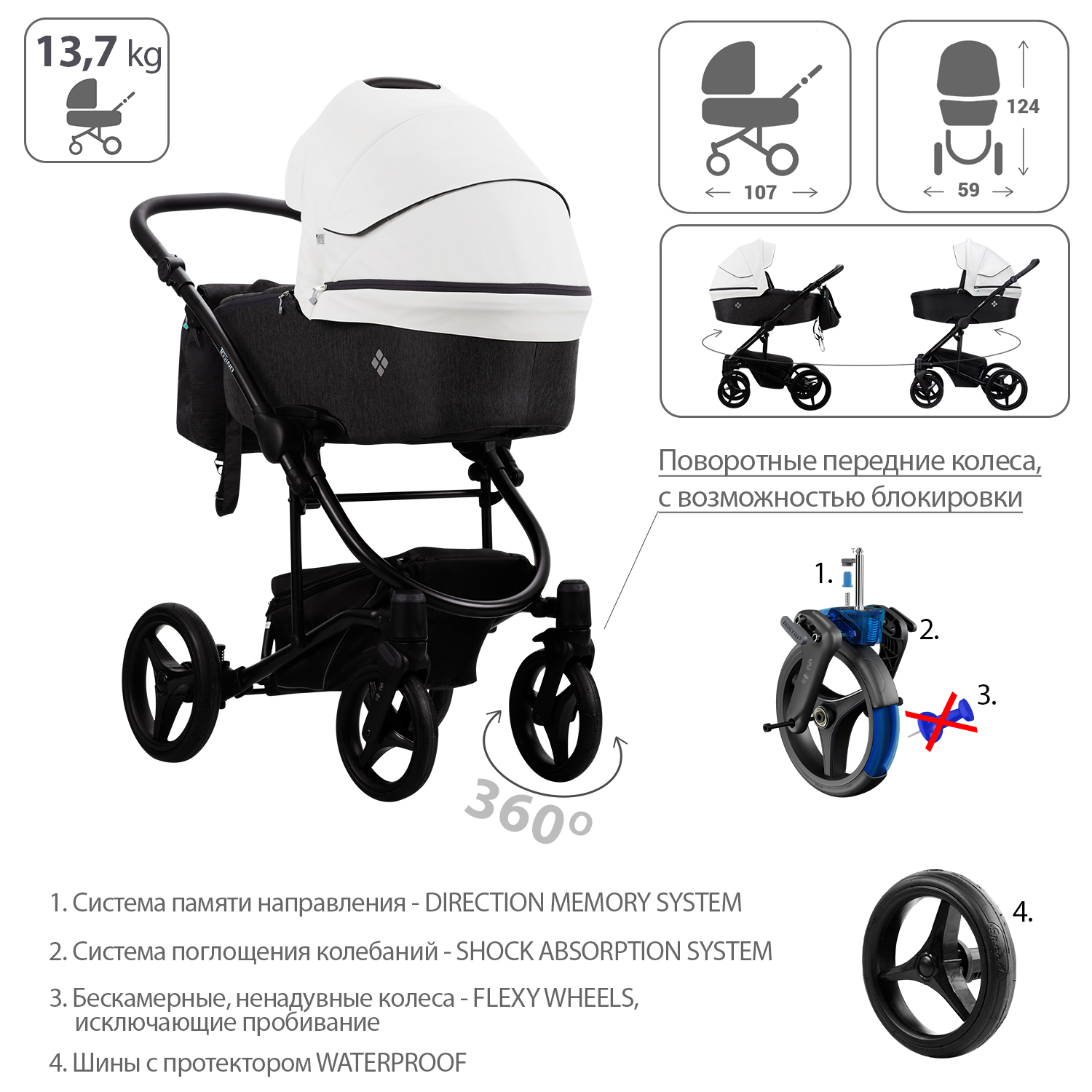 Коляска 2в1 Bebetto Torino - фото 4