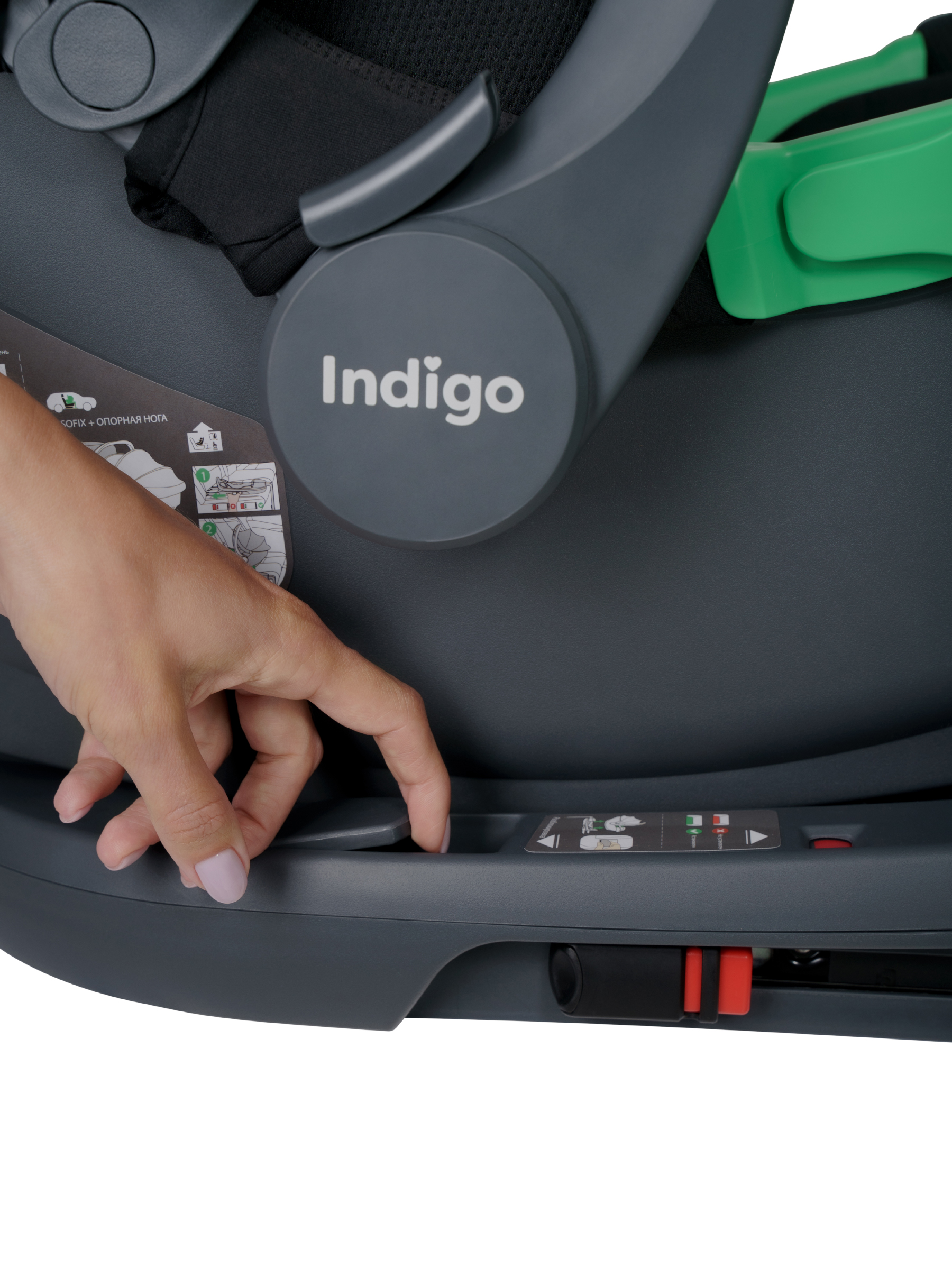 Автокресло Indigo Minky, с базой и опорной ногой 0 (0 -13 кг) черный - фото 28