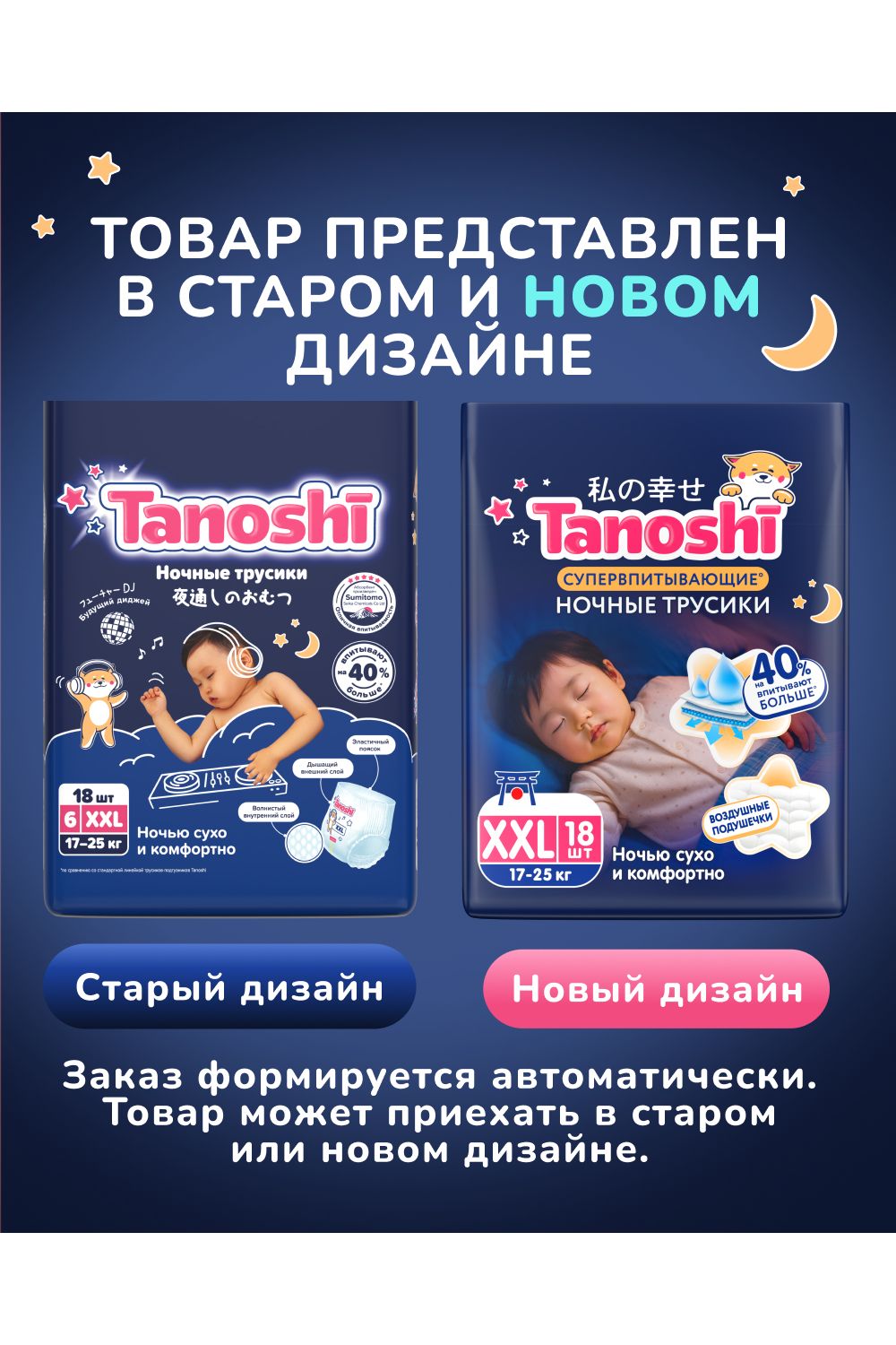 Трусики Tanoshi ночные XXL (17-25 кг) 18 шт. - фото 2