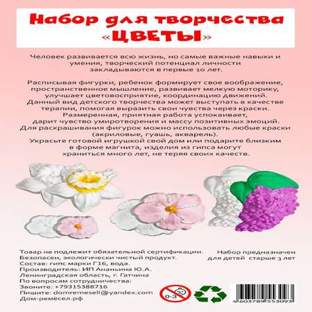 Набор для творчества Дом ремёсел Цветы роспись красками