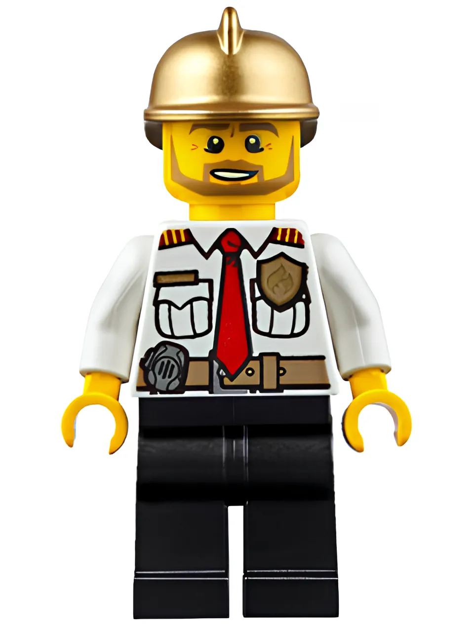 Изображение товара Минифигурка LEGO Fire Chief с белой рубашкой и золотой каской Изображение товара Минифигурка LEGO Fire Chief с белой рубашкой и золотой каской
