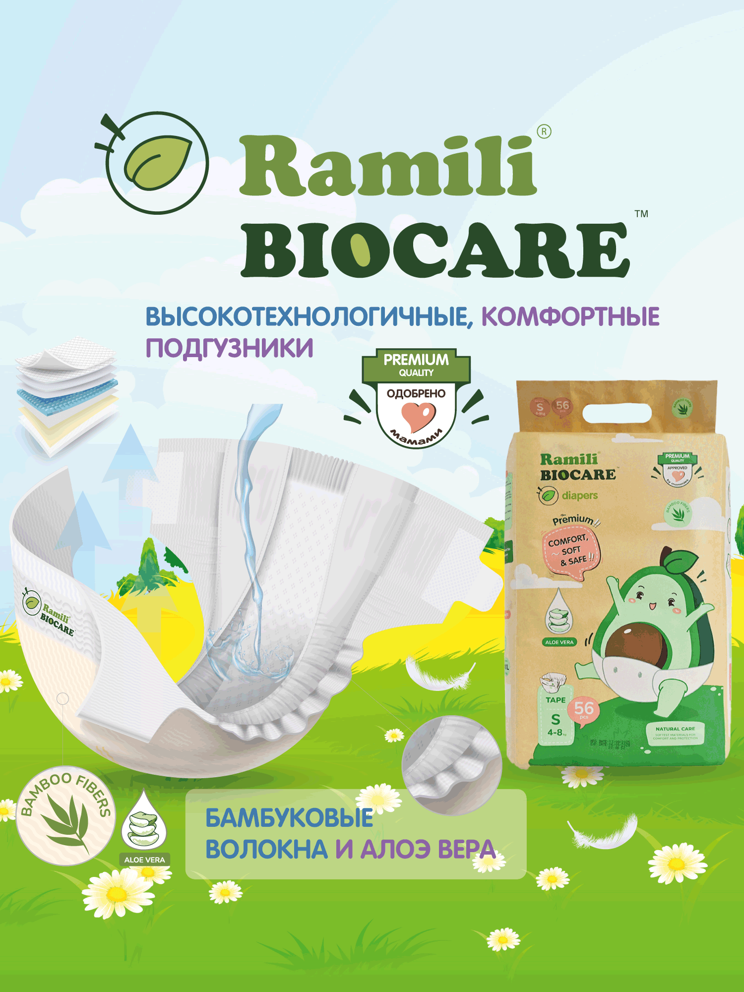 Подгузники Ramili Premium для новорожденных 2 (4-8) 56 шт. - фото 1