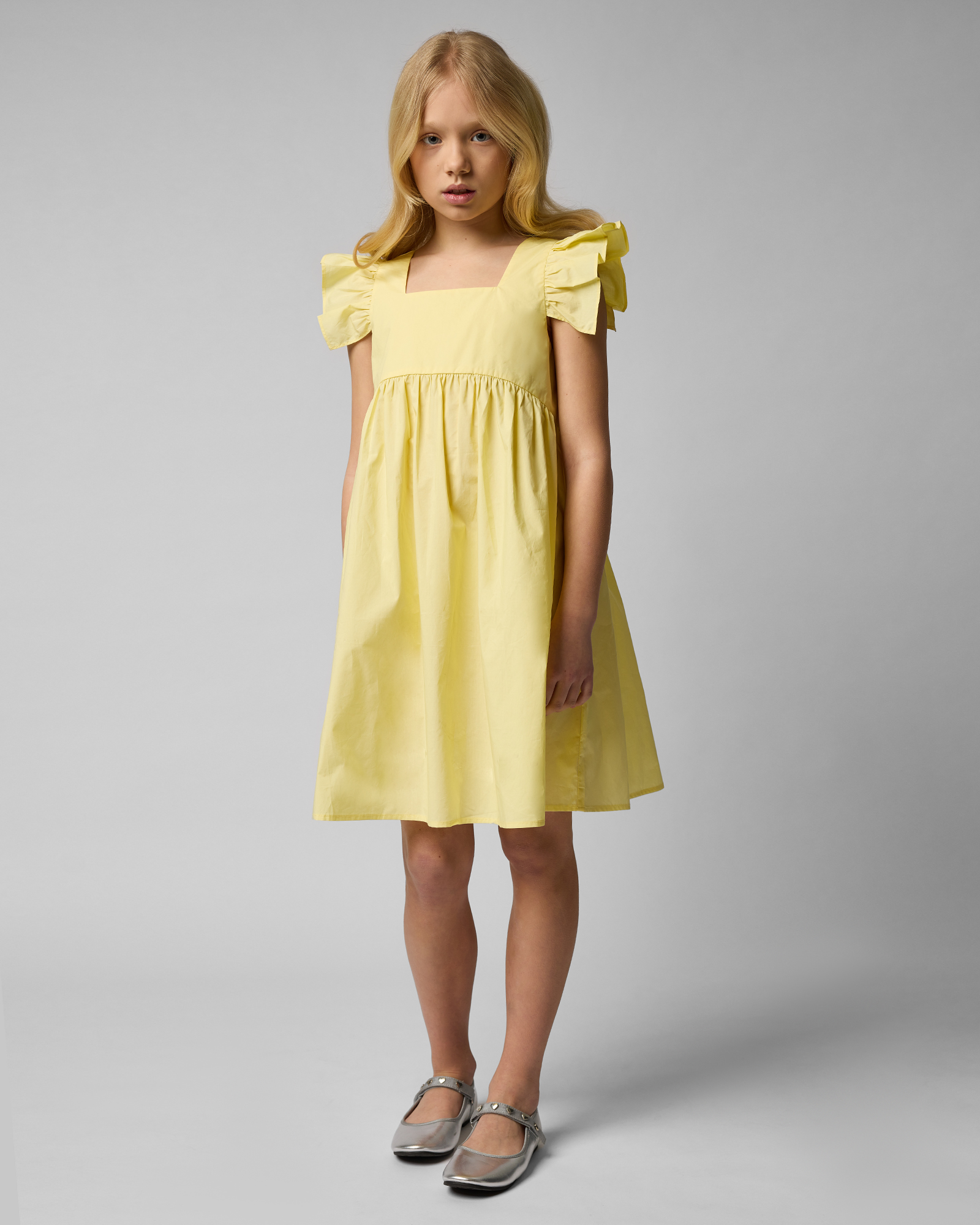 Изображение товара Платье Futurino Fashion 152 Жёлтое с оборками и капелькой