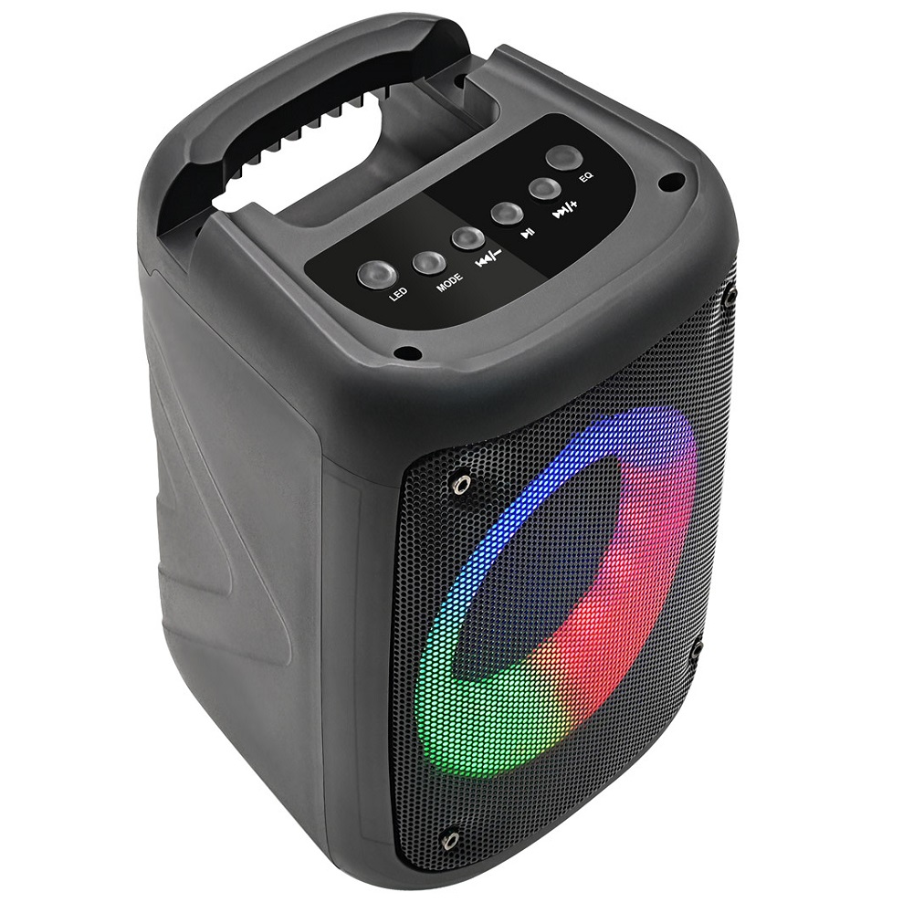 Беспроводная колонка Perfeo DISCO RING 3 LED FM MP3 USB microSD AUX TWS MIC 10Вт черная - фото 1