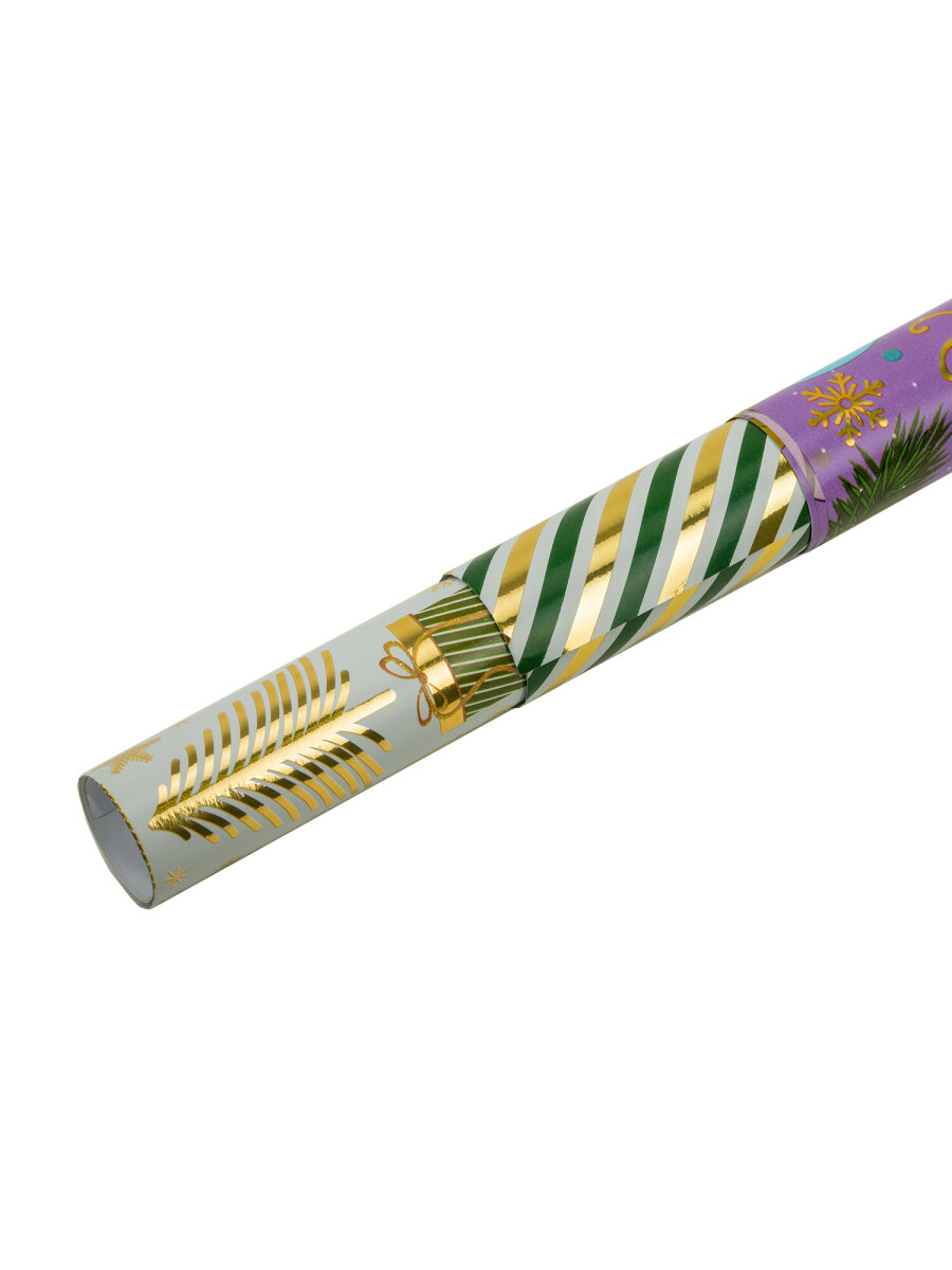 Упаковочная бумага Золотая сказка для новогодних подарков с эффектами 3 шт 70х100 см NY Pattern - фото 7