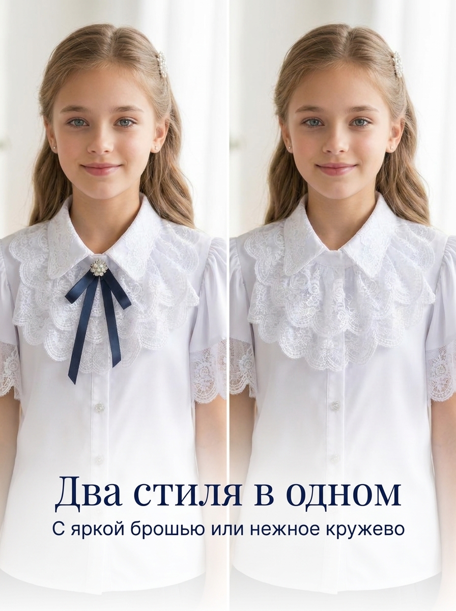Блузка iUkoworld Блузка для девочки школьная с коротким рукавом - фото 5