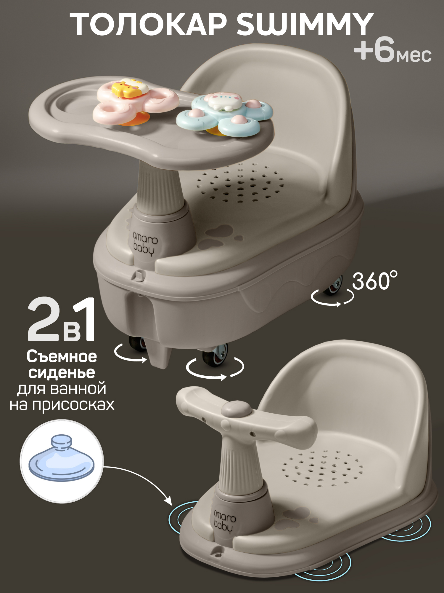 Пушкар Amarobaby Swimmy серый - фото 1