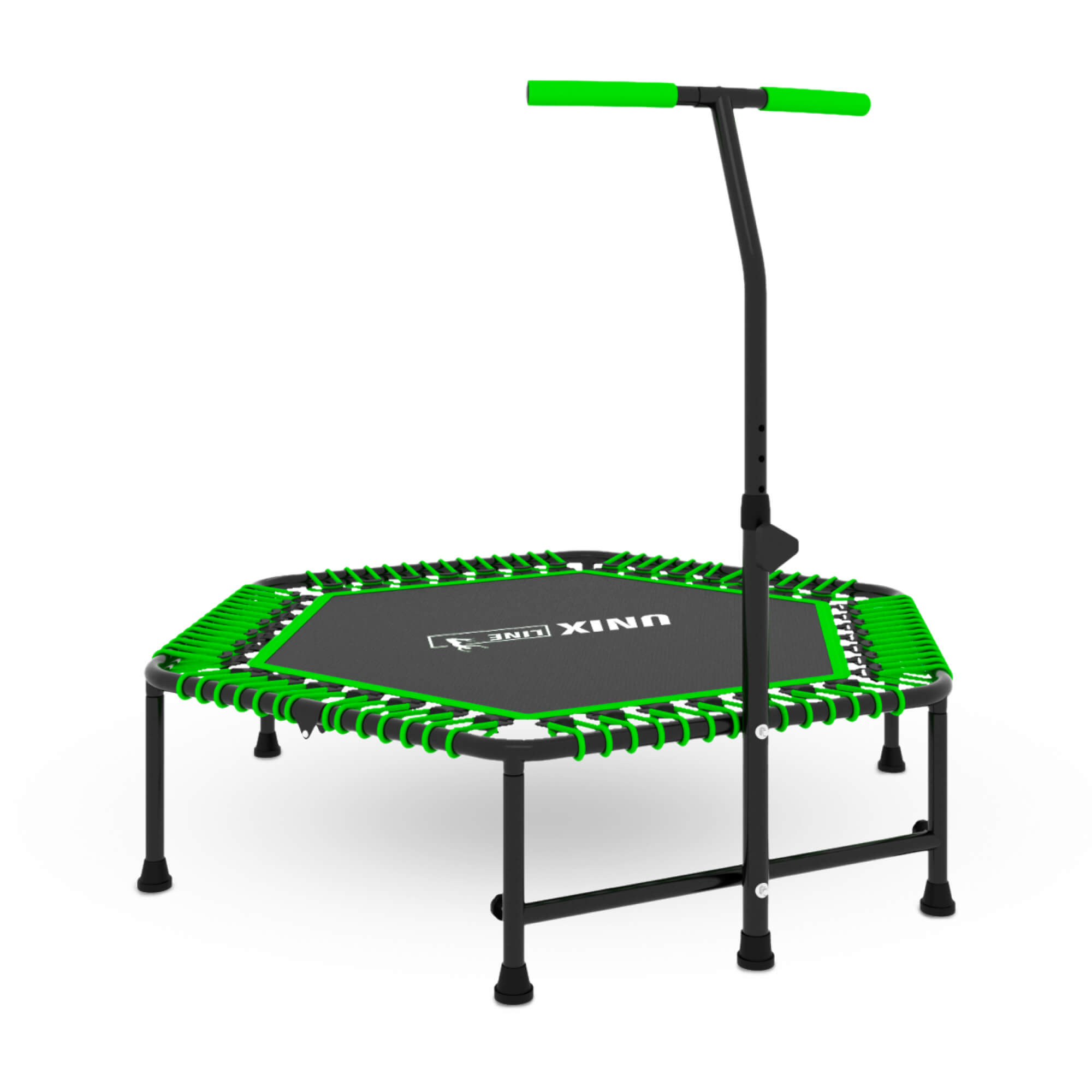 Батут спортивный с ручкой UNIX line Fitness Green диаметр 125 см до 130 кг фитнес батут джампинг батут - фото 15