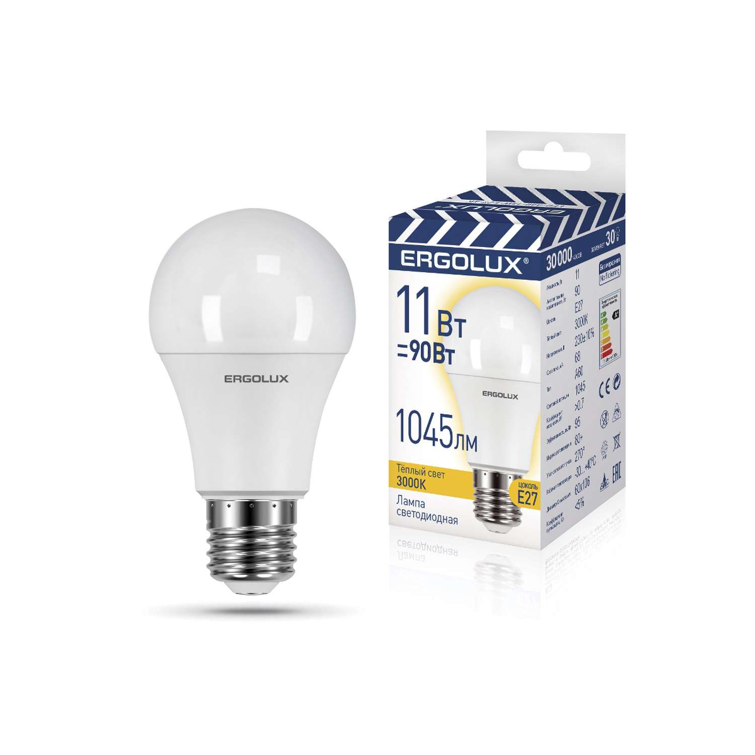 Лампочка Ergolux LED-A60-11W-E27-3K - фото 1