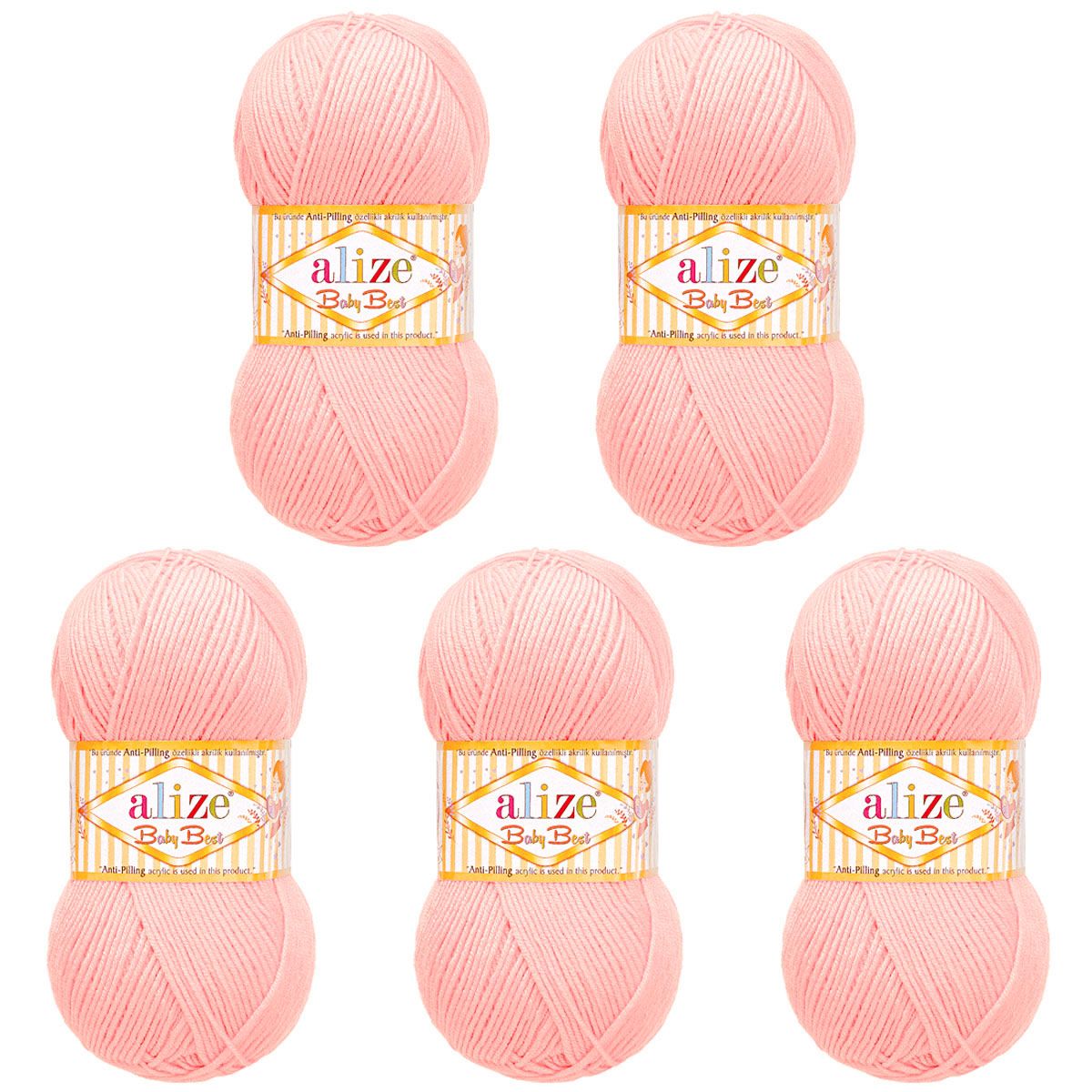 Пряжа для вязания Alize baby best бамбук акрил с эффектом антипиллинг 100 г 240 м 185 светло-розовый 5 мотков - фото 6