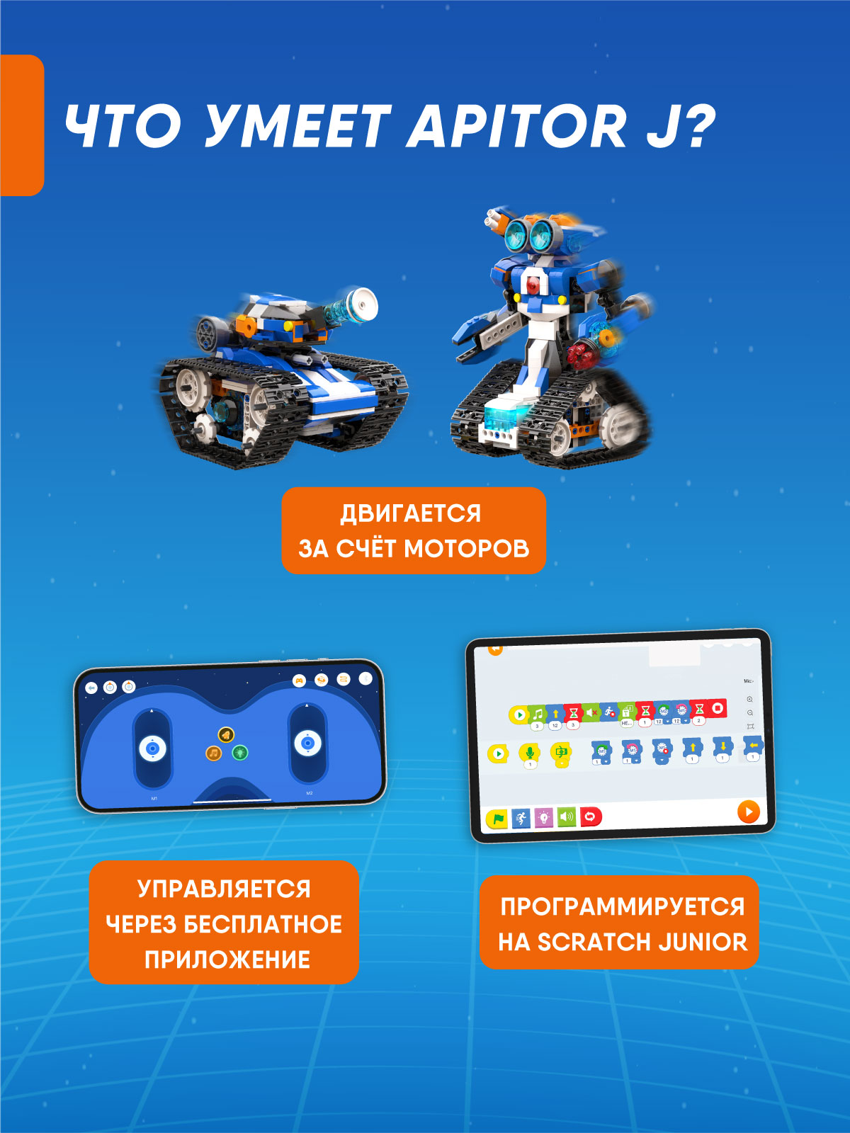 Конструктор Apitor Robot 6в1 электронный 480 дет. - фото 2